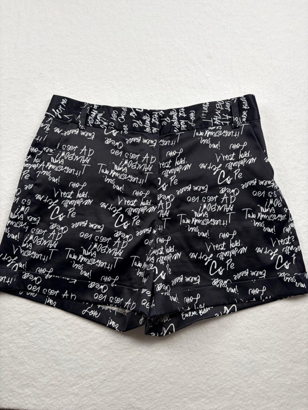 Ovi Black and White Script Waistband Shorts